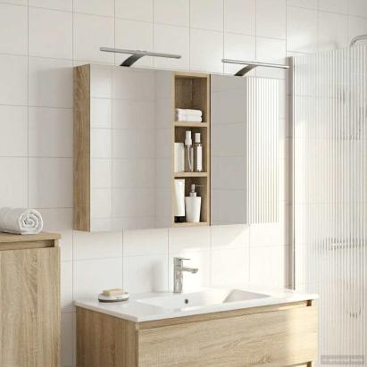 Set dulap baie cu raft 3 pcs 100 x 10,5 x 60,5 cm Lemn compozit GartenMobel Dekor