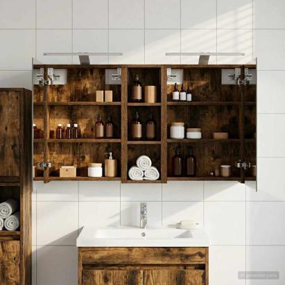 Set dulap baie cu raft 3 pcs 100 x 10,5 x 60,5 cm Lemn compozit GartenMobel Dekor