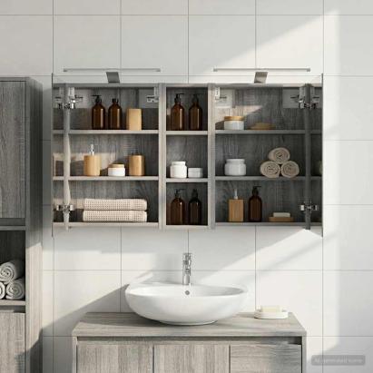 Set dulap baie cu raft 3 pcs 100 x 10,5 x 60,5 cm Lemn compozit GartenMobel Dekor