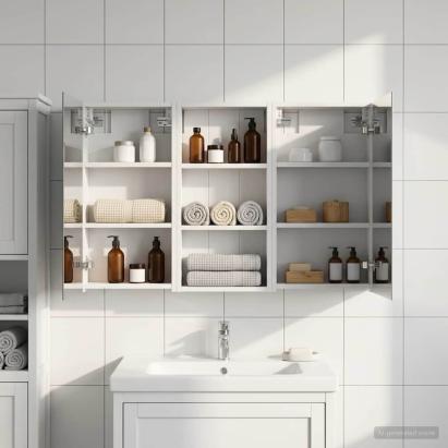 Set dulap baie cu raft 3 pcs 110 x 10,5 x 60,5 cm Lemn compozit GartenMobel Dekor