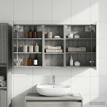 Set dulap baie cu raft 3 pcs 110 x 10,5 x 60,5 cm Lemn compozit GartenMobel Dekor