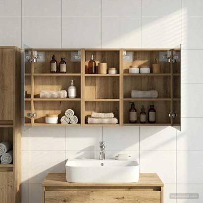 Set dulap baie cu raft 3 pcs 110 x 10,5 x 60,5 cm Lemn compozit GartenMobel Dekor