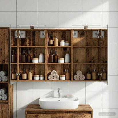 Set dulap baie cu raft 3 pcs 110 x 10,5 x 60,5 cm Lemn compozit GartenMobel Dekor