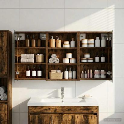 Set dulap baie cu raft 3 pcs 120 x 10,5 x 60,5 cm Lemn compozit GartenMobel Dekor