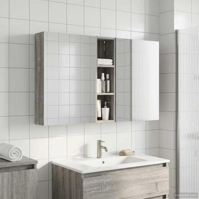 Set dulap baie cu raft 3 pcs 120 x 14,5 x 70 cm Lemn compozit GartenMobel Dekor