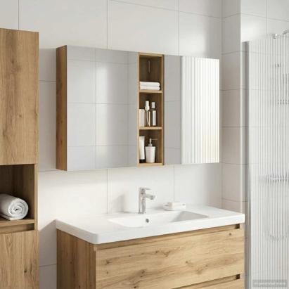 Set dulap baie cu raft 3 pcs 120 x 14,5 x 70 cm Lemn compozit GartenMobel Dekor