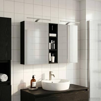 Set dulap baie cu raft 3 pcs 120 x 14,5 x 70 cm Lemn compozit GartenMobel Dekor