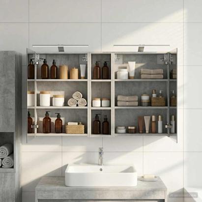 Set dulap baie cu raft 3 pcs 120 x 14,5 x 70 cm Lemn compozit GartenMobel Dekor