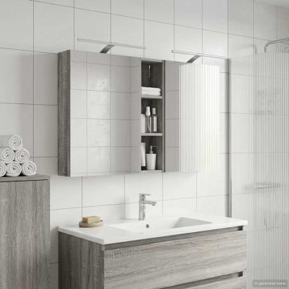 Set dulap baie cu raft 3 pcs 120 x 14,5 x 70 cm Lemn compozit GartenMobel Dekor