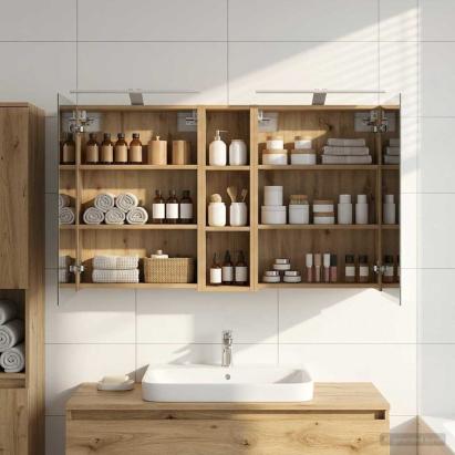 Set dulap baie cu raft 3 pcs 120 x 14,5 x 70 cm Lemn compozit GartenMobel Dekor