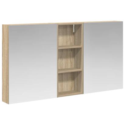 Set dulap baie cu raft 3 pcs 130 x 14,5 x 70 cm Lemn compozit GartenMobel Dekor