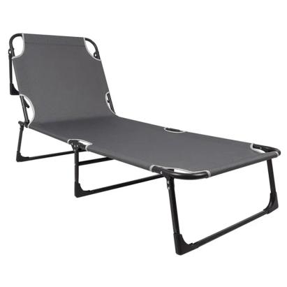 Sezlong pliabil 5Five Beach Chair cu cadru metalic si texaline, gri