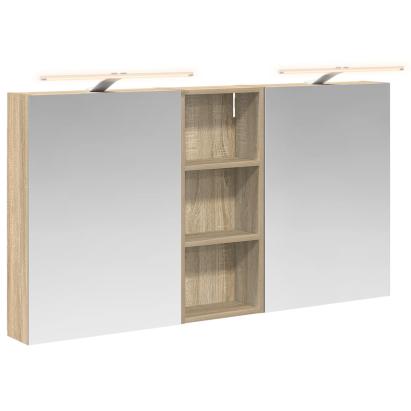 Set dulap baie cu raft 3 pcs 130 x 14,5 x 70 cm Lemn compozit GartenMobel Dekor