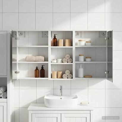 Set dulap baie pentru 3 pcs 116 x 16 x 62,5 cm Lemn compozit GartenMobel Dekor