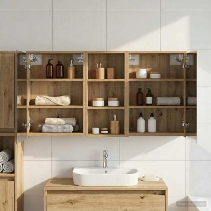 Set dulap baie pentru 3 pcs 116 x 16 x 62,5 cm Lemn compozit GartenMobel Dekor