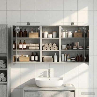 Set dulap baie pentru 3 pcs 116 x 16 x 62,5 cm Lemn compozit GartenMobel Dekor