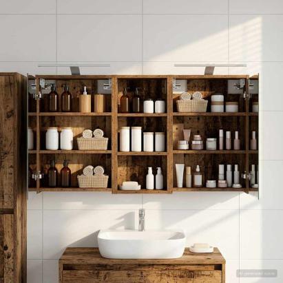 Set dulap baie pentru 3 pcs 116 x 16 x 62,5 cm Lemn compozit GartenMobel Dekor