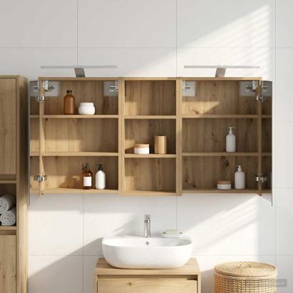 Set dulap baie pentru 3 pcs 116 x 16 x 62,5 cm Lemn compozit GartenMobel Dekor