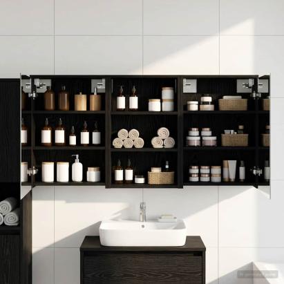 Set dulap baie cu raft 3 pcs 126 x 16 x 62.5 cm Lemn compozit GartenMobel Dekor