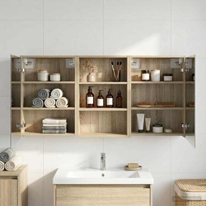 Set dulap baie cu raft 3 pcs 126 x 16 x 62.5 cm Lemn compozit GartenMobel Dekor