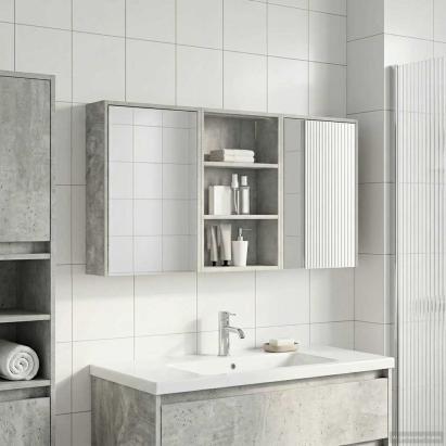 Set dulap baie cu raft 3 pcs 126 x 16 x 62.5 cm Lemn compozit GartenMobel Dekor