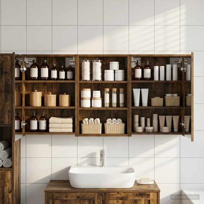 Set dulap baie cu raft 3 pcs 126 x 16 x 62.5 cm Lemn compozit GartenMobel Dekor