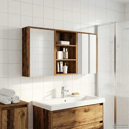 Set dulap baie cu raft 3 pcs 126 x 16 x 62.5 cm Lemn compozit GartenMobel Dekor