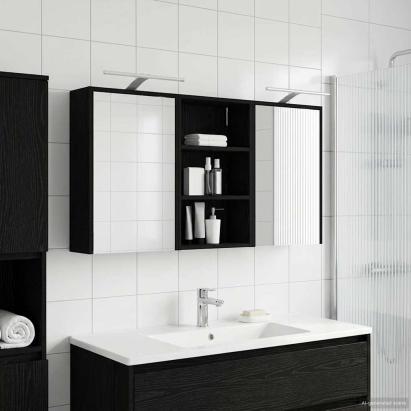 Set dulap baie cu raft 3 pcs 126 x 16 x 62.5 cm Lemn compozit GartenMobel Dekor