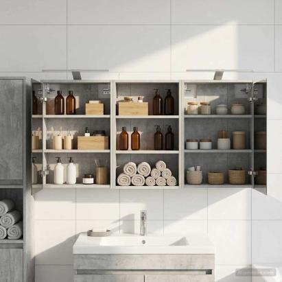 Set dulap baie cu raft 3 pcs 126 x 16 x 62.5 cm Lemn compozit GartenMobel Dekor