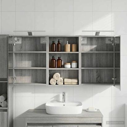 Set dulap baie cu raft 3 pcs 126 x 16 x 62.5 cm Lemn compozit GartenMobel Dekor