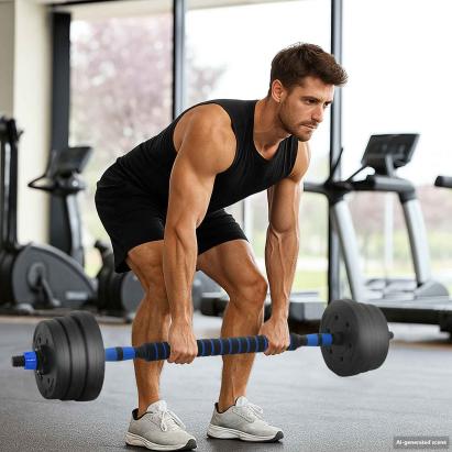 Set de Haltere 4 în 1 30kg Negru și Albastru GartenMobel Dekor