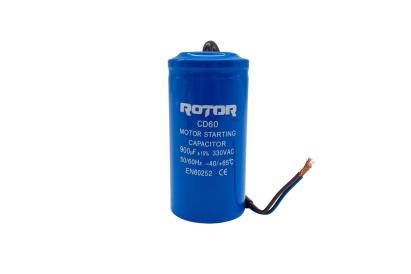 Condensator de pornire CD60 cu fire 900µF 330V 50x100 mm Rotor