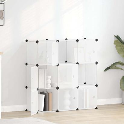 Organizator cub de depozitare cu 9 cuburi și uși, PP transparent GartenMobel Dekor