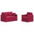 Set de canapea 2 pcs Roșu Vin 138 x 78 x 80 cm Catifea GartenMobel Dekor
