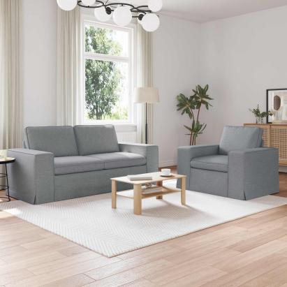 Set de canapea 2 pcs Gri deschis 182 x 80 x 82 cm țesătură GartenMobel Dekor