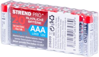 Baterii alcaline AAA LR03 Strend Pro, 20 buc, putere fiabilă 1,5V