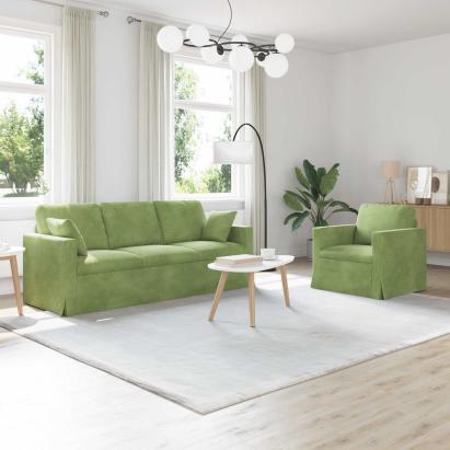 Set de canapea 2 pcs Verde deschis 198 x 78 x 80 cm Catifea GartenMobel Dekor