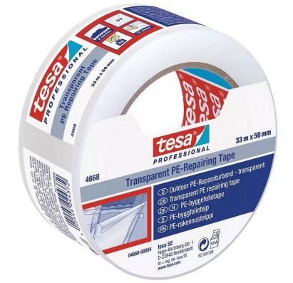 Bandă de reparații Tesa PRO din PE transparent, 50 mm x 33 m
