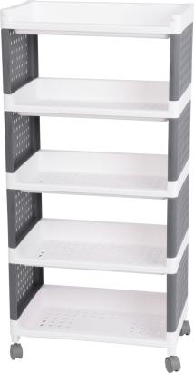 Raft mobil din plastic MagicHome Rolly cu 5 polite si roti, 49x29x97 cm