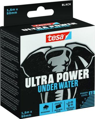 Bandă reparații sub apă Tesa Ultra Power, impermeabilă, neagră, 50 mm x 1,5 m