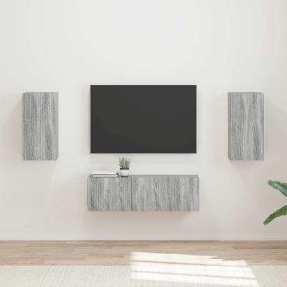 Set Dulap pentru Televizor Montat pe Perete 4 pcs Gri Sonoma GartenMobel Dekor