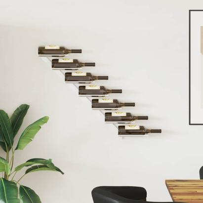 Suport sticle de vin, de perete, 7 sticle, alb, metal GartenMobel Dekor