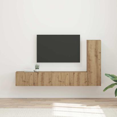 Set comodă TV Pe perete 3 pcs Stejar Artizanal Lemn compozit GartenMobel Dekor