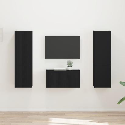 Set comodă TV 5 pcs Negru Lemn compozit GartenMobel Dekor