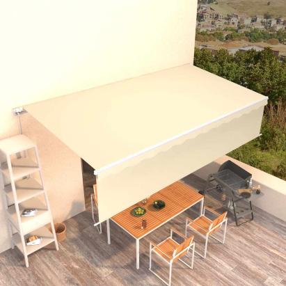 Copertină retractabilă manual cu stor, crem, 6x3m GartenMobel Dekor