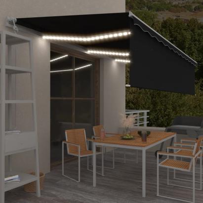 Copertină automată cu stor, LED, senzor vânt, antracit, 6x3 m  GartenMobel Dekor