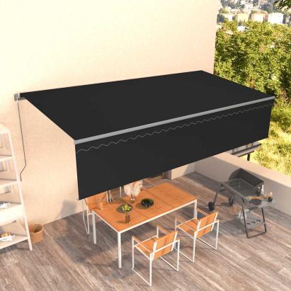 Copertină retractabilă manual cu stor, antracit, 6x3 m GartenMobel Dekor