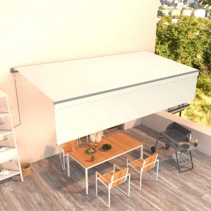 Copertină retractabilă automat cu stor, crem, 6x3 m GartenMobel Dekor
