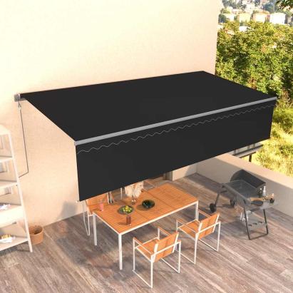 Copertină retractabilă automat cu stor, antracit, 6x3 m GartenMobel Dekor