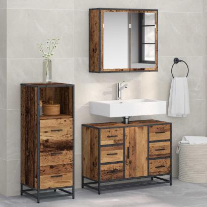 Set de mobilier pentru baie 3 pcs Lemn Vechi Lemn compozit GartenMobel Dekor